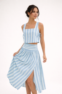 Selma Striped Top and Midi Skirt Set