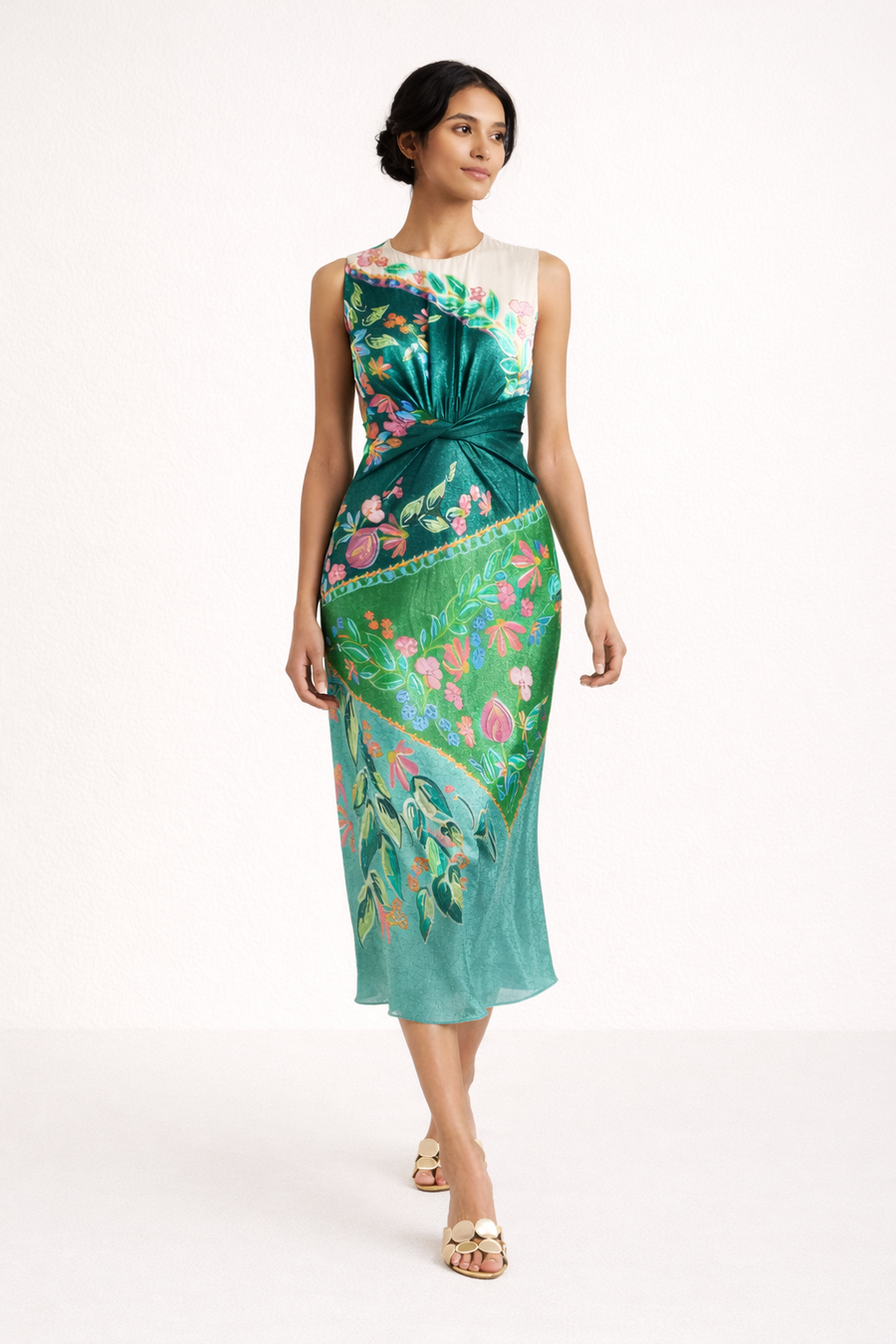 Agnese Sleeveless Printed Midi Dress