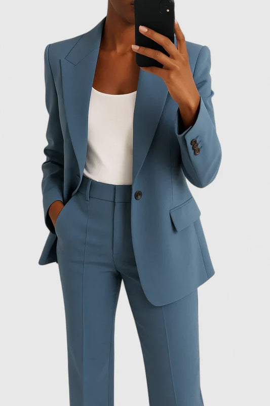 Palynette | Elegant Two-Piece Suit Set Blue
