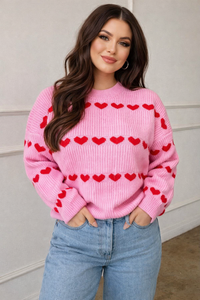 Eydis Heart Print Knit Sweater
