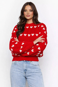 Eydis Heart Print Knit Sweater