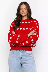 Eydis Heart Print Knit Sweater