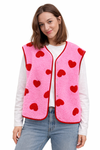 Bere Heart Print Plush Gilet