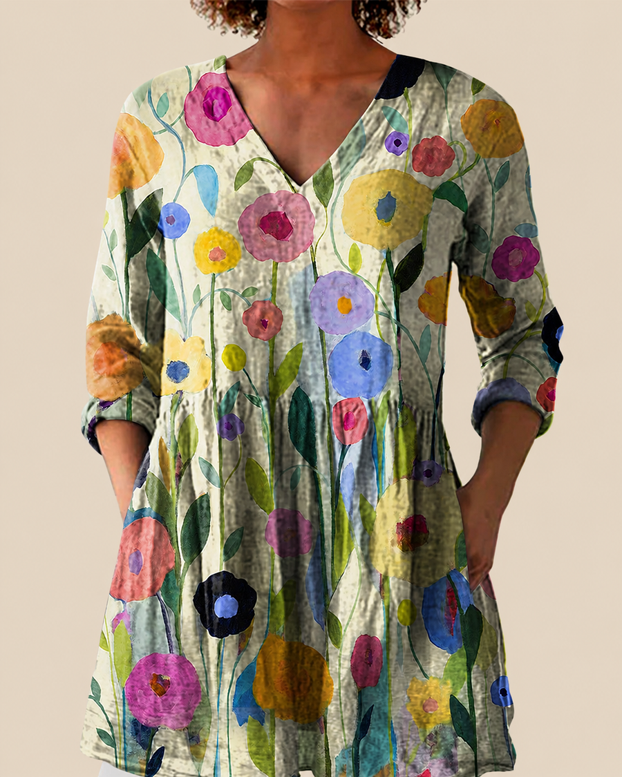 Bianca – Long Blouse with Statement Pattern