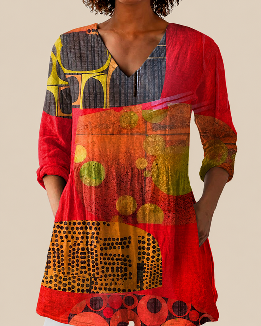 Veronica – Long Blouse with Statement Pattern