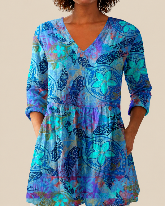 Yvonne – Long Blouse with Statement Pattern