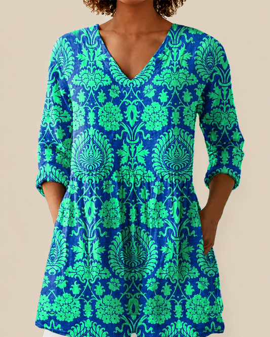 Brea – Long Blouse with Statement Pattern