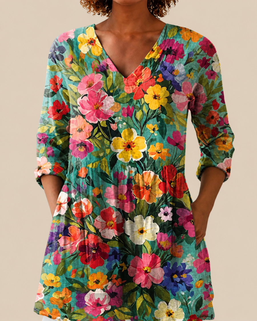 Tatiana – Long Blouse with Statement Pattern