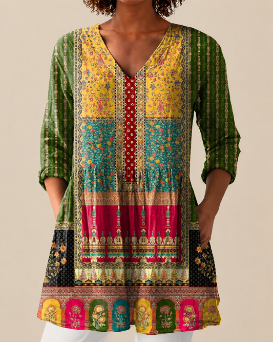 Gwen – Long Blouse with Statement Pattern