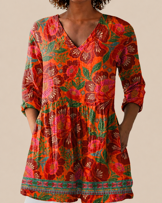 June – Long Blouse with Statement Pattern