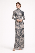Baddie Long-Sleeve Printed Maxi Dress