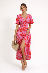 Amalia Floral Midi Dress with Slit