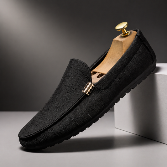 Fraser - Lightweight Canvas Slip-On Loafers – Black