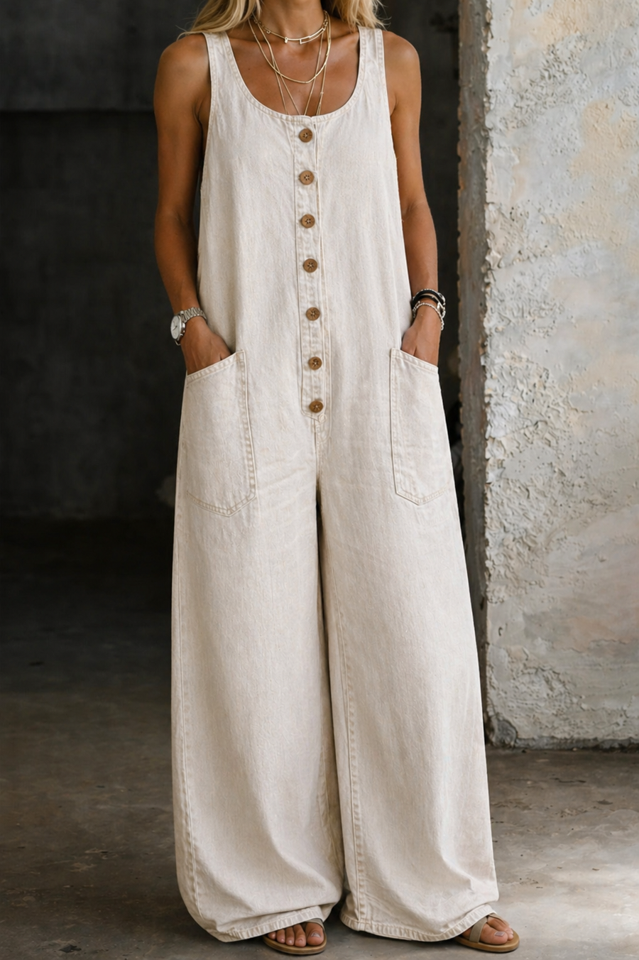 Mirelle - Vintage Washed Cotton Denim Overalls
