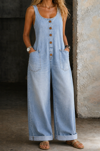 Nola - Vintage Washed Cotton Denim Overalls