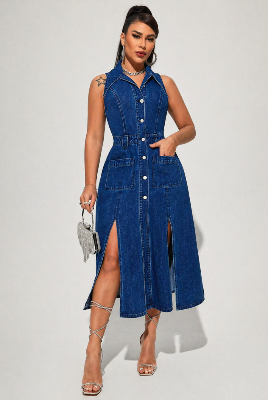 Liora - Open Front Vest Dress