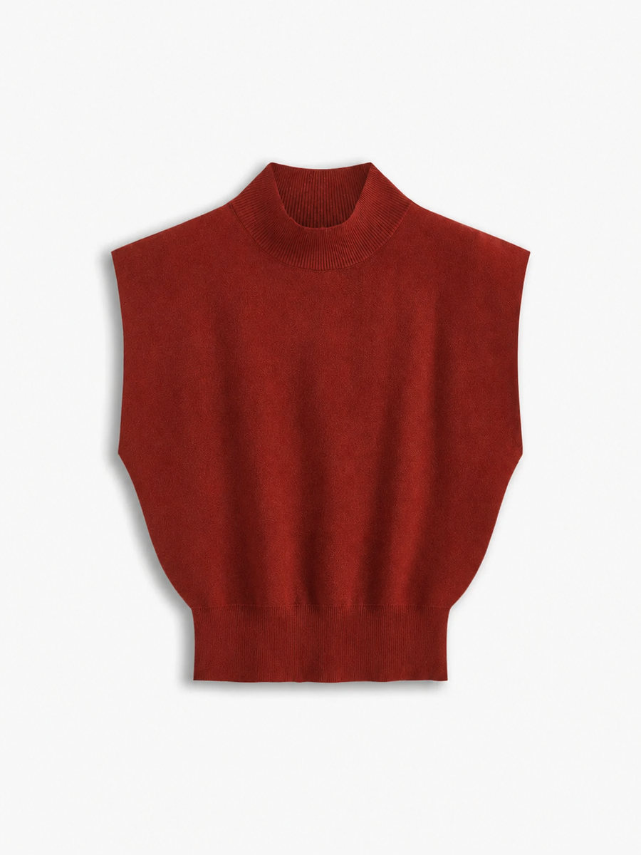 Seren | Women's Mock Neck Sleeveless Padded Shoulder Top