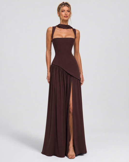 Kirsty – Corset Maxi Dress with Scarf