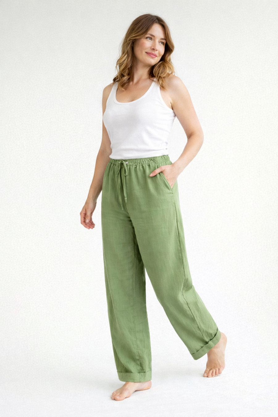 High-Waist Linen Trousers
