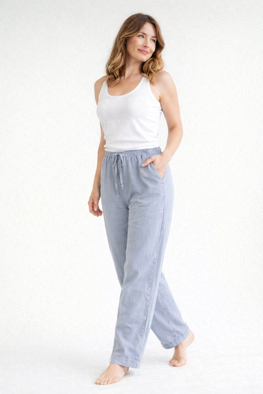 High-Waist Linen Trousers