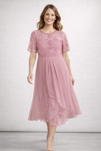Lace Chiffon Midi Dress