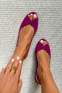 Lucinda – Fuchsia Suede Open-Toe Slingback Ballet Flats