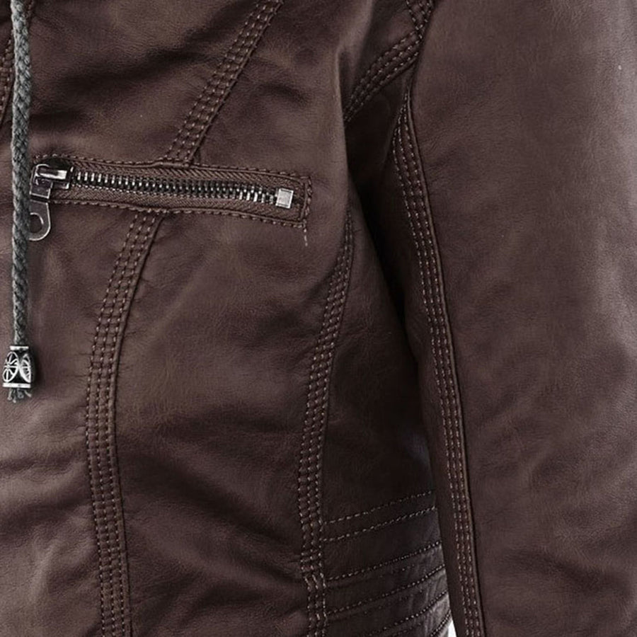 Hooded Faux Leather Jacket