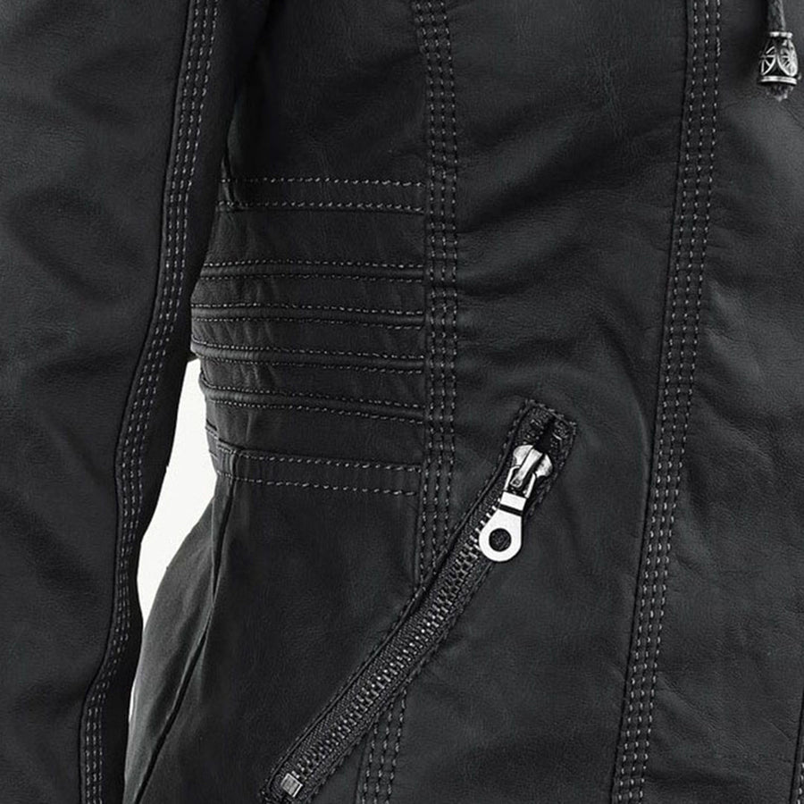 Hooded Faux Leather Jacket