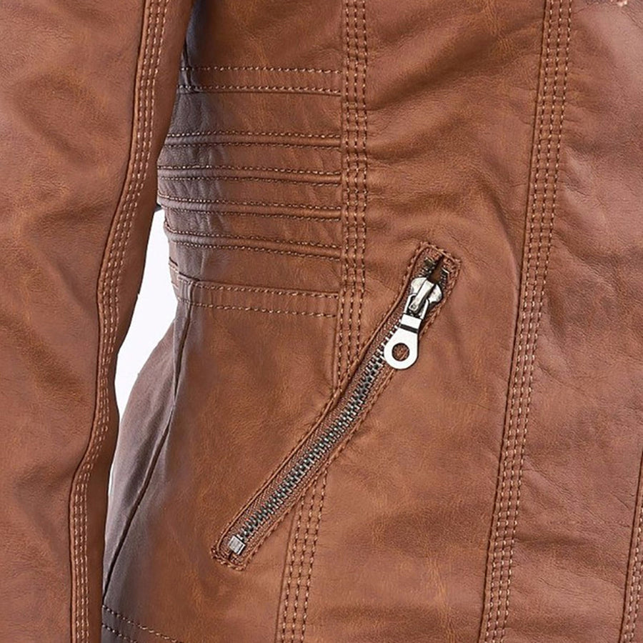 Hooded Faux Leather Jacket