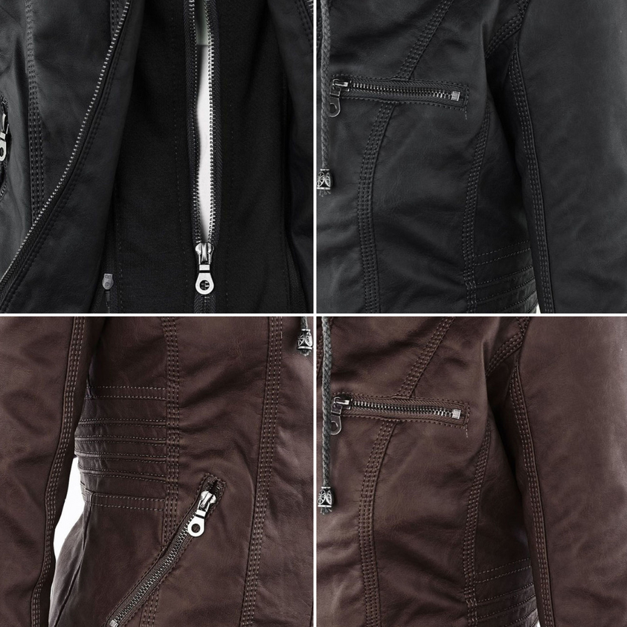 Hooded Faux Leather Jacket