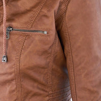 Hooded Faux Leather Jacket