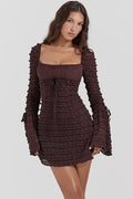 Signeva Ruched Long-Sleeve Mini Dress