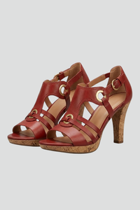 Bella | Womens Sandals With Buckle Textured Detail Red