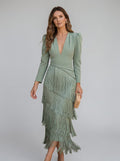 Perry – Elegant Fringe Detail Evening Dress