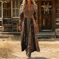 Stella | Women's Boho Patchwork Long Sleeve Maxi Dress Multicolor
