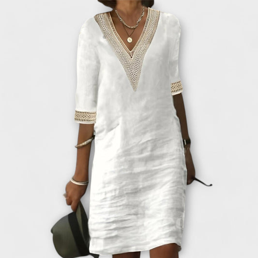 Ariel | Womens Summer Boho Short Sleeve Dress White