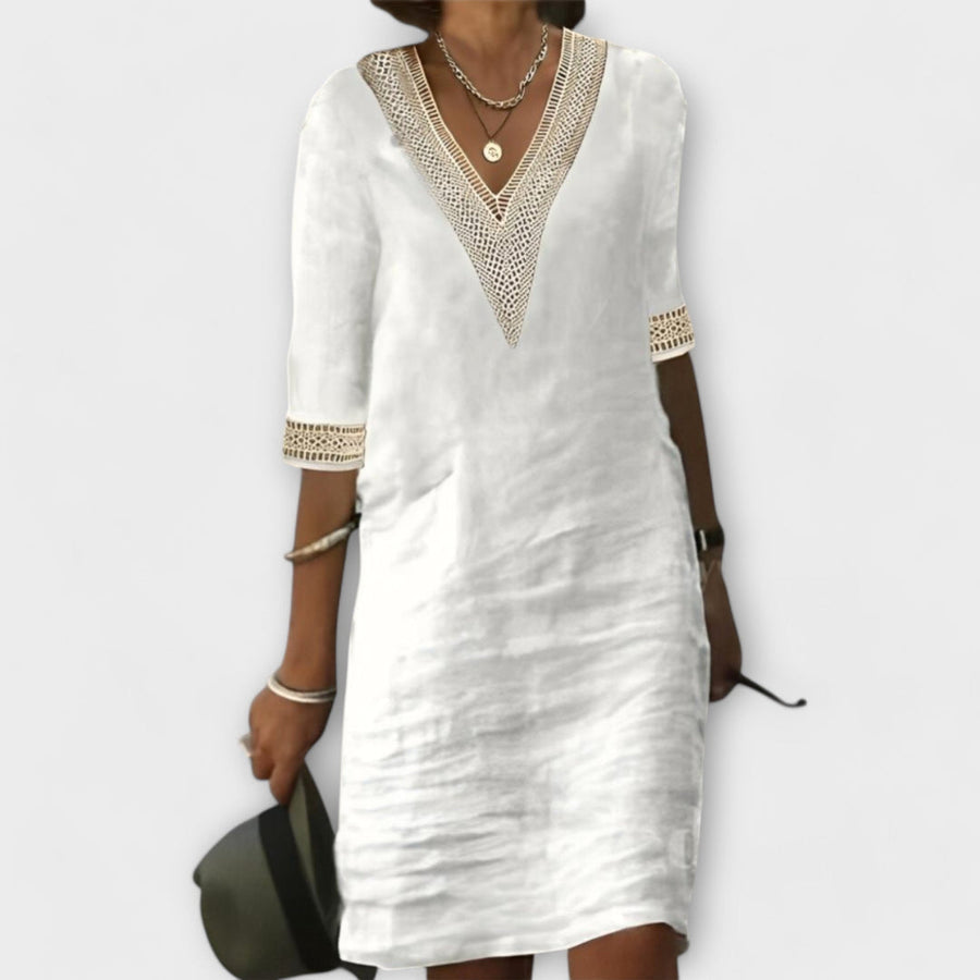 Ariel | Womens Summer Boho Short Sleeve Dress White