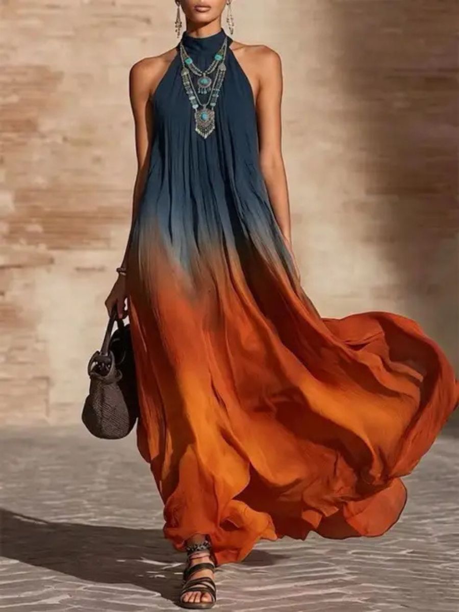 Elaine – Flowing Halter Maxi Dress
