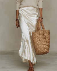 Betsy – Satin Midi Dress with Matching Jumper Set