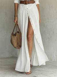 Nessa - Pleated Maxi Dress with Notched Collar