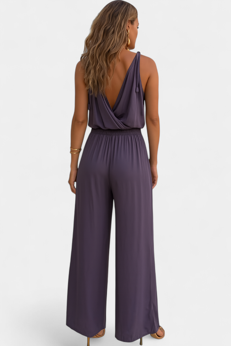 Lavinia – Open Back Elegant Jumpsuit with Gold Details