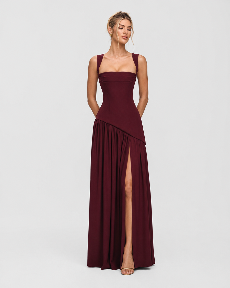 Kirsty – Corset Maxi Dress with Scarf
