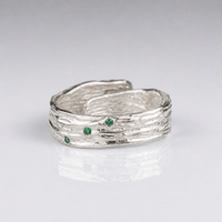 EMERALD TEXTURED CUFF RING - (ADJUSTABLE)