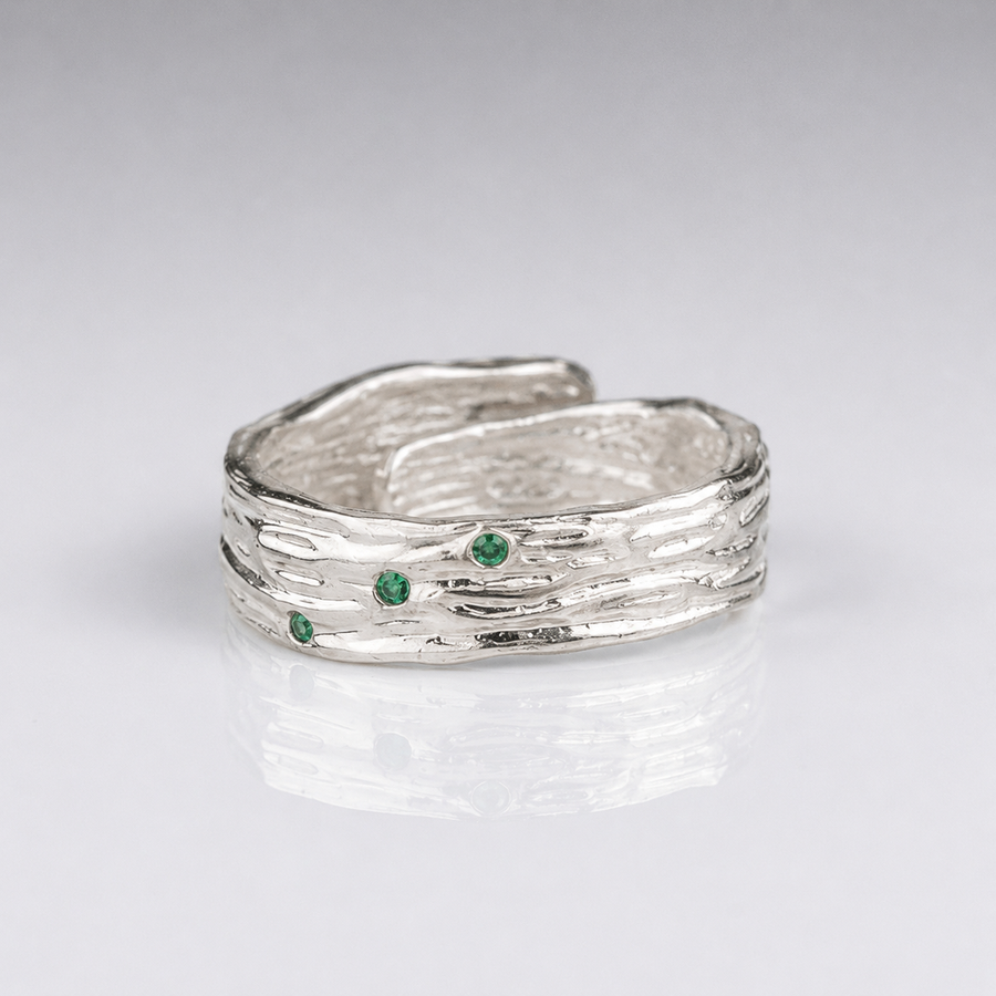 EMERALD TEXTURED CUFF RING - (ADJUSTABLE)