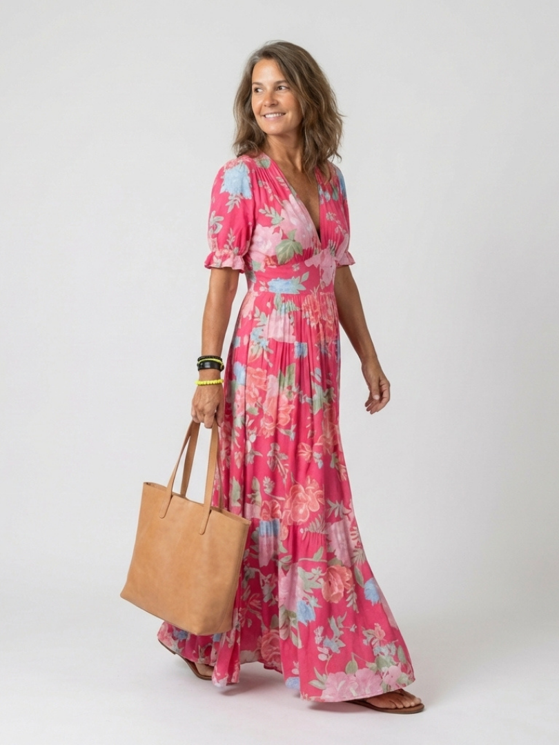 Frankie – Sleeveless V-Neck Floral Midi Dress