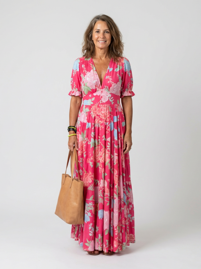 Frankie – Sleeveless V-Neck Floral Midi Dress