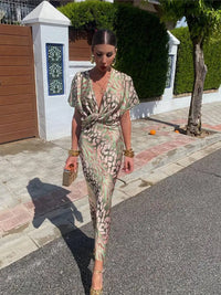 Clara - Copper Midi Dress with Twist Knot