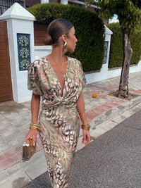 Clara - Copper Midi Dress with Twist Knot