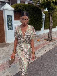 Clara - Copper Midi Dress with Twist Knot