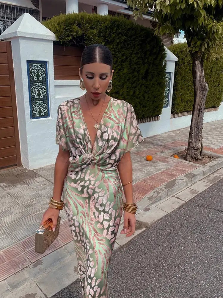 Clara - Copper Midi Dress with Twist Knot